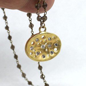 Golden Oval Rhinestone Pendant Necklace